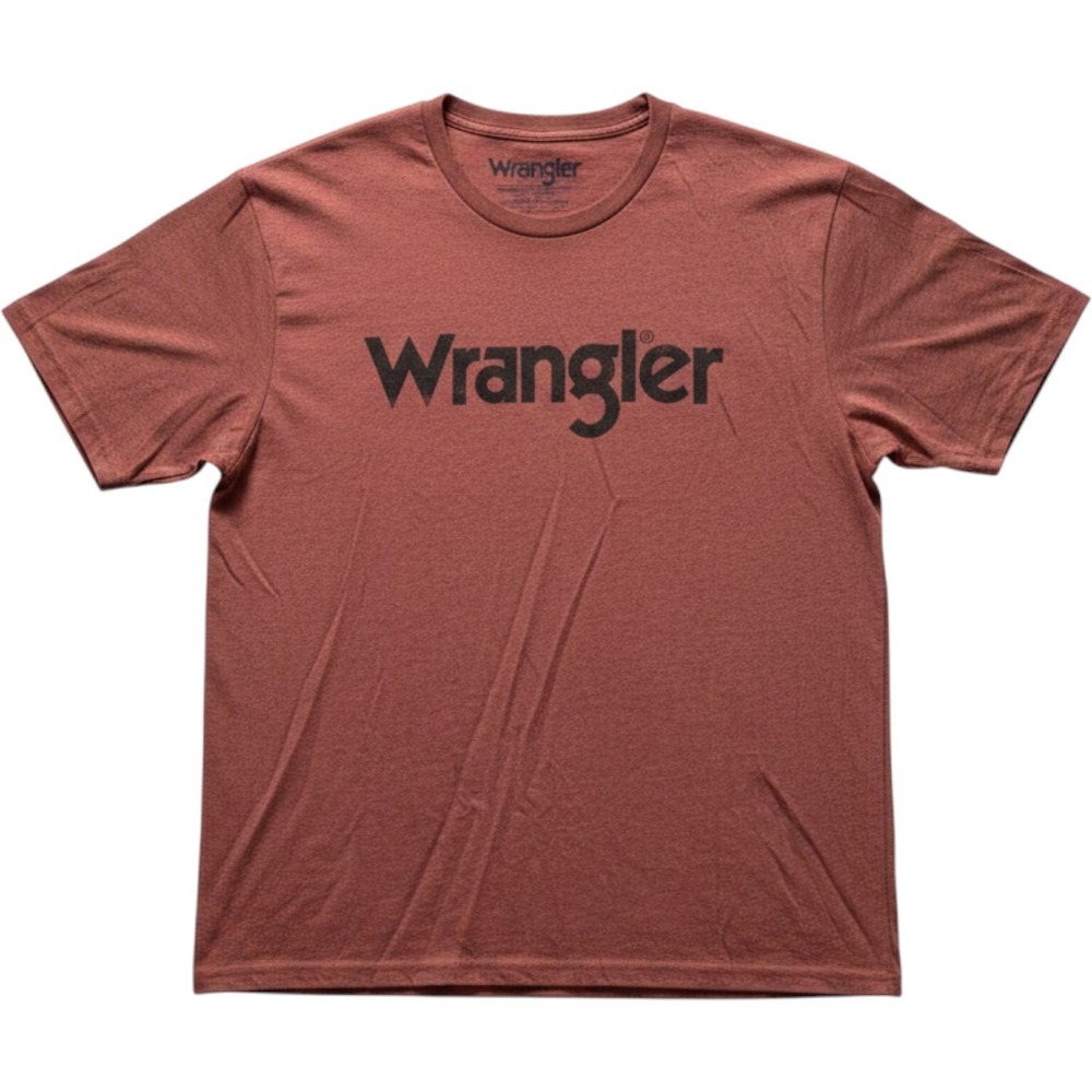 Wrangler Mens Graphic Logo T-Shirt Heather Rust Red Short Sleeve Crew Neck L